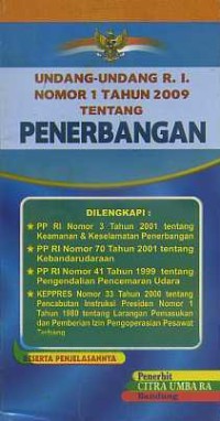 Image of Undang - Undang RI Nomor 1 Tahun 2009 tentang Penerbangan
