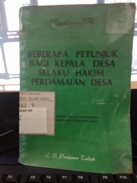 Image of Beberapa Petunjuk Bagi Kepala Desa Selaku Hakim...
