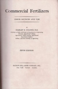 Image of Commercial Fertilizers : Their Sources and Use