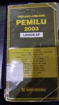 Image of Undang-Undang Ri No.12/03Tetang Pemilu Tahun 2003