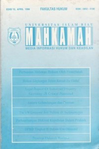 Image of Jurnal Mahkamah:Jurnal ilmiah Ilmu Hukum. Vo.2 No.2