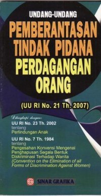 Image of Undang-Undang Pemberantasan Tindak Pidana Perdagangan orang
