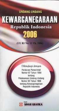 Image of Undang2 KEwarganegaraan Republik Indonesia 2006 (UU RI No.12 Th.2006)