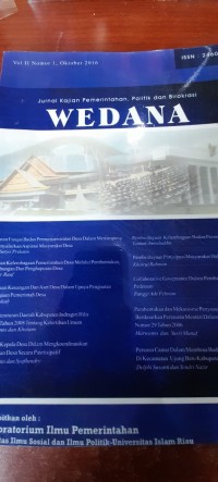 Image of Jurnal Wedana : jurnal kajian pemerintahan, politik dan birokrasi